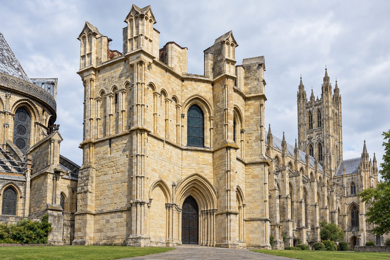 The west front and towers of Canterbury Cathedral